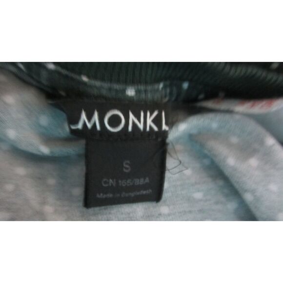 MONKI CUTE HUNTER GREEN CROPPED POLKA DOT TOP WITH CHRISTMAS ORNAMENTS SM - Picture 4 of 4